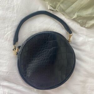Clare V black croc circle purse